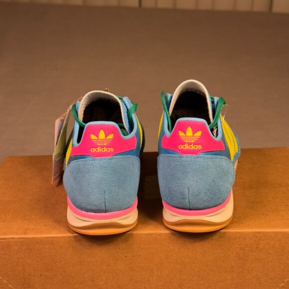 Adidas Women's Blue and Yellow Sneakers with Green Laces - Picture 5 of 10